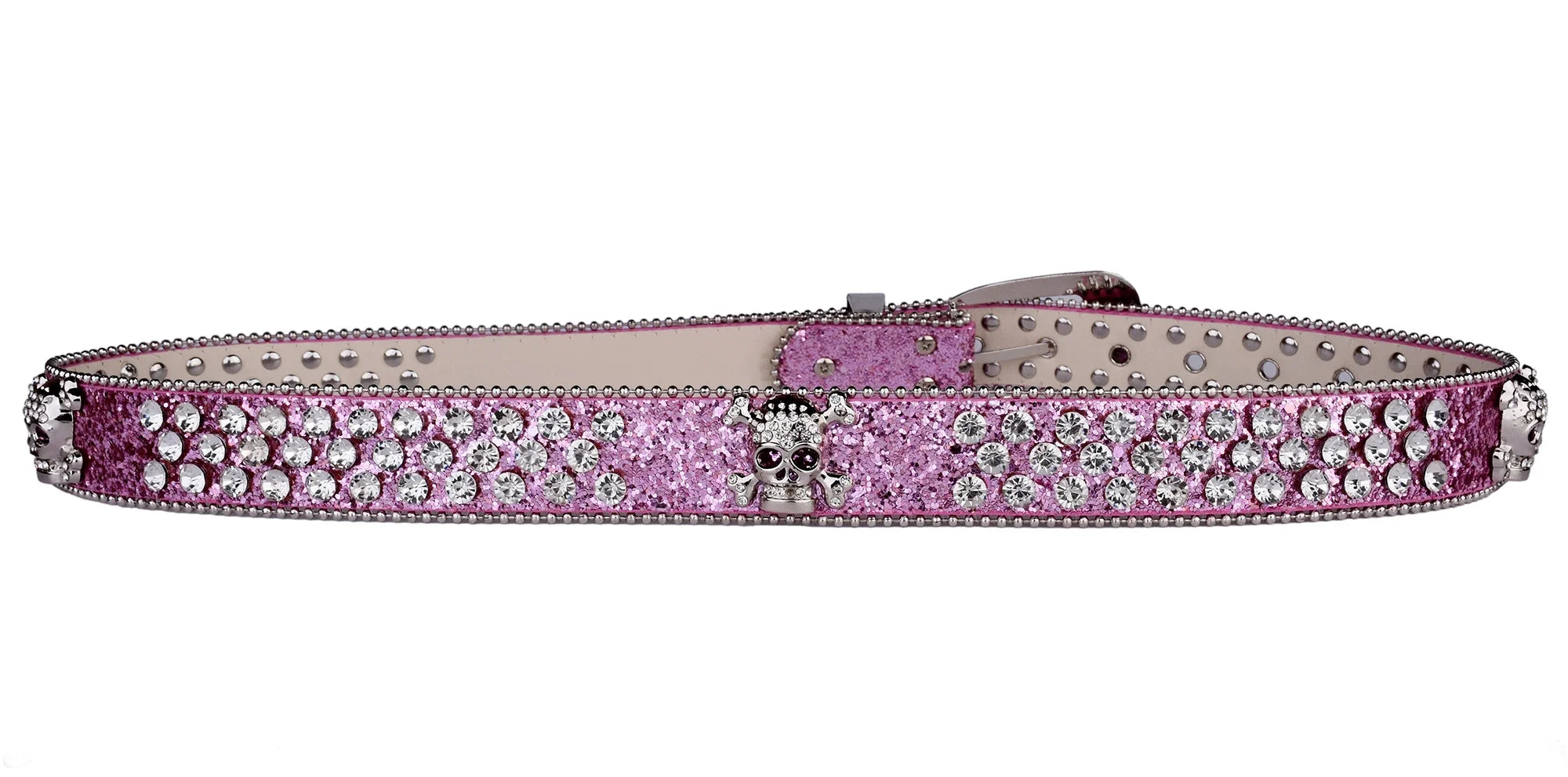 Rhinestone SkullBelt Western Cowgirl Belts For Women Girls Studded PU Leather Country Belt
