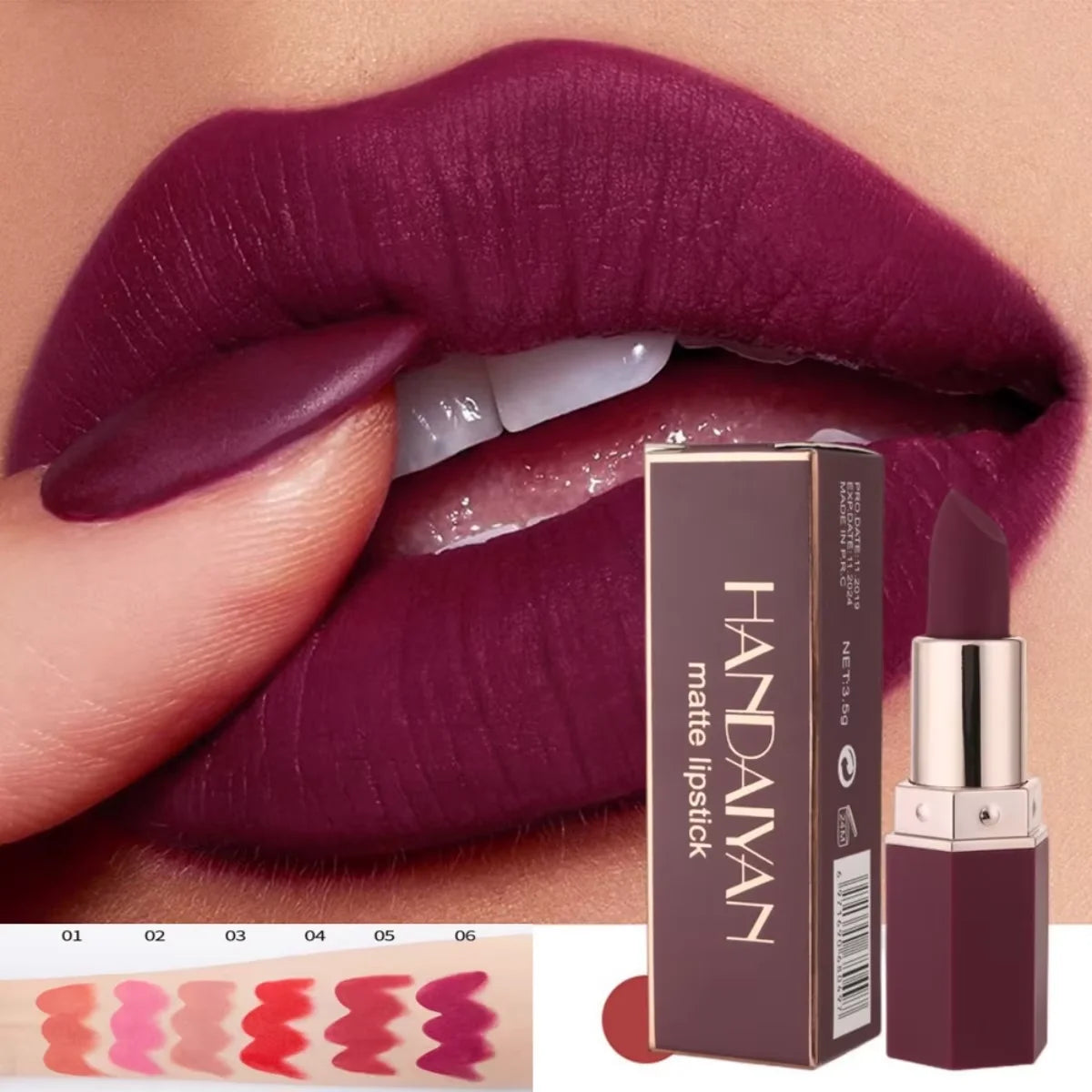 6 Colors Sexy Matte Lipstick Waterproof Long Lasting Color Rendering Non-stick Velvet Lips Liner Pencil Woman Makeup Cosmetics