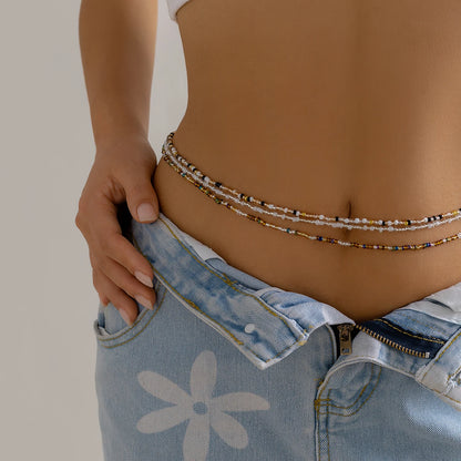 Ingemark 3Pcs Bohemia Waist Bead Belly Belt Chains for Women Wed Bridal Sexy Summer Bikini Elastic Body Jewelry Y2K Accessories - Kimlud