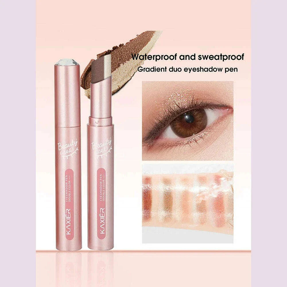 Gradient two-color eye shadow pen waterproof, sweat proof, not easy to smudge, pearlescent, fine shiny, lazy eye shadow s