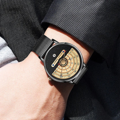 Unique Business Men Watch Fashion Auto Date Stainless Steel Strap Quartz Wristwatch Man Gifts For Him Calendar Clock