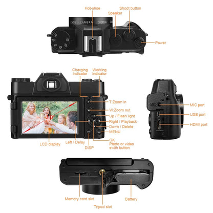 4K Digital Camera for Photography 48MP WiFi Auto Focus Livestream Video Camera 16X Digital Zoom YouTube Vlog Camera Flip...