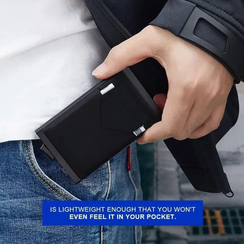 DIENQI Rfid Credit Card Holder Smart Minimalist Aluminium Metal Wallet Thin Pop-up Cardholder Wallets for Men Creditcard Case