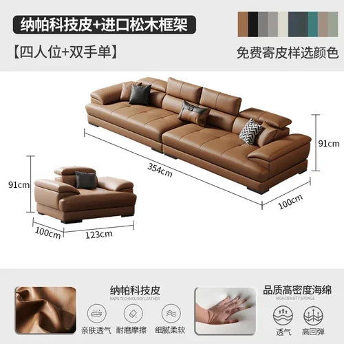 European Living Room Sofa Genuine Leather Sectional Corner Sofas Modular Luxury Sofa Sala De Estar De Luxo Modern Furniture - Kimlud