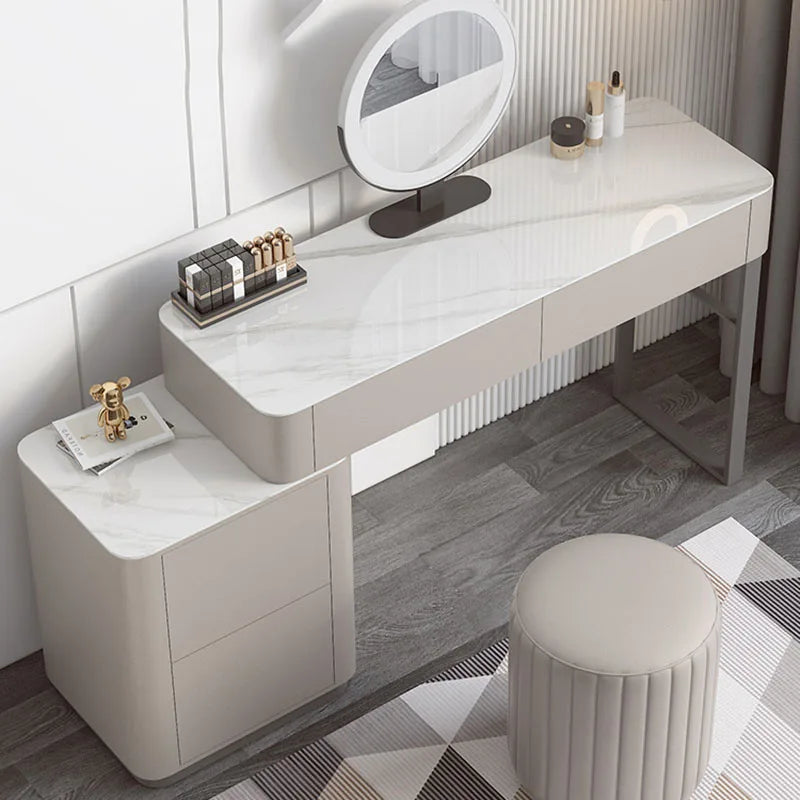 Luxury Led Light Dressing Table Mirror Grey Bedroom Girls Dressing Table Drawer European Makeup Comodas Con Cajones...