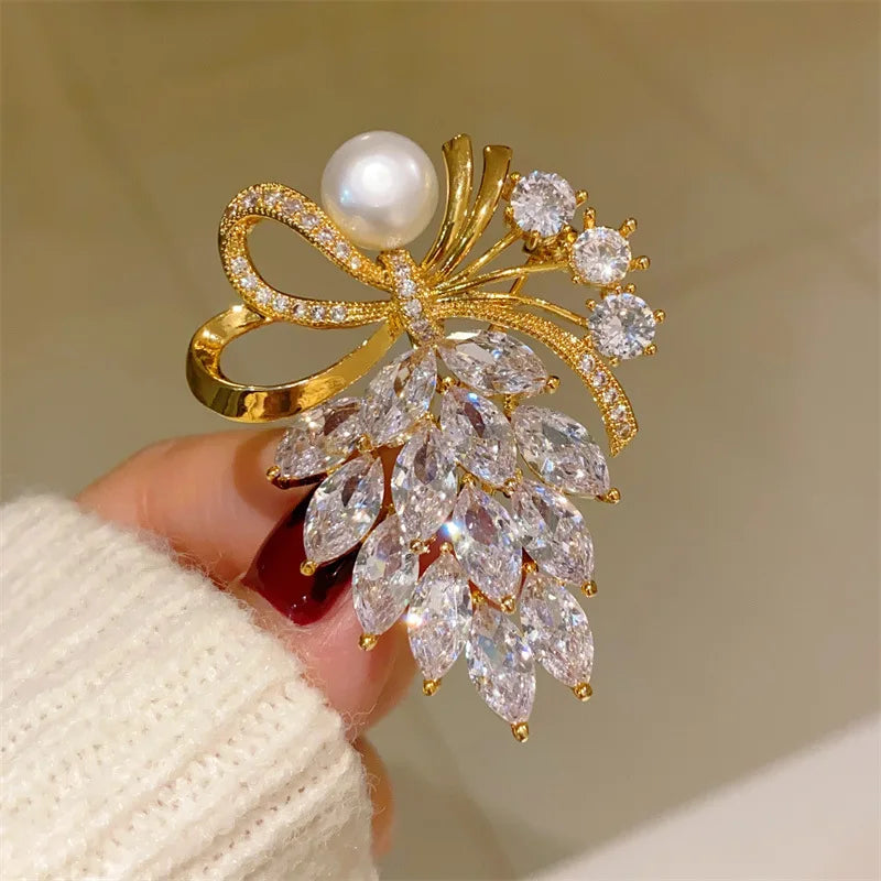 1pc Chic Ribbon Bow Brooch for Men Women Fashion Luxury Rhinestone Bowknot Brooches Pins Jewelry Accessories Party Gifts...