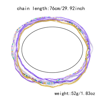 Bohemian Purple Waist Beads for Women Y2K Aesthetic Elastic Belly Chain Set Summer Beach Sexy Body Jewelry Accessories...