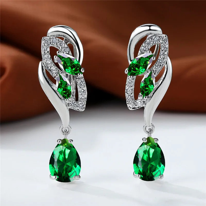 Luxury Female Blue Rainbow Stone Earring Silver Color Clip Earrings For Women Charm Crystal Zircon Wedding Jewelry |...