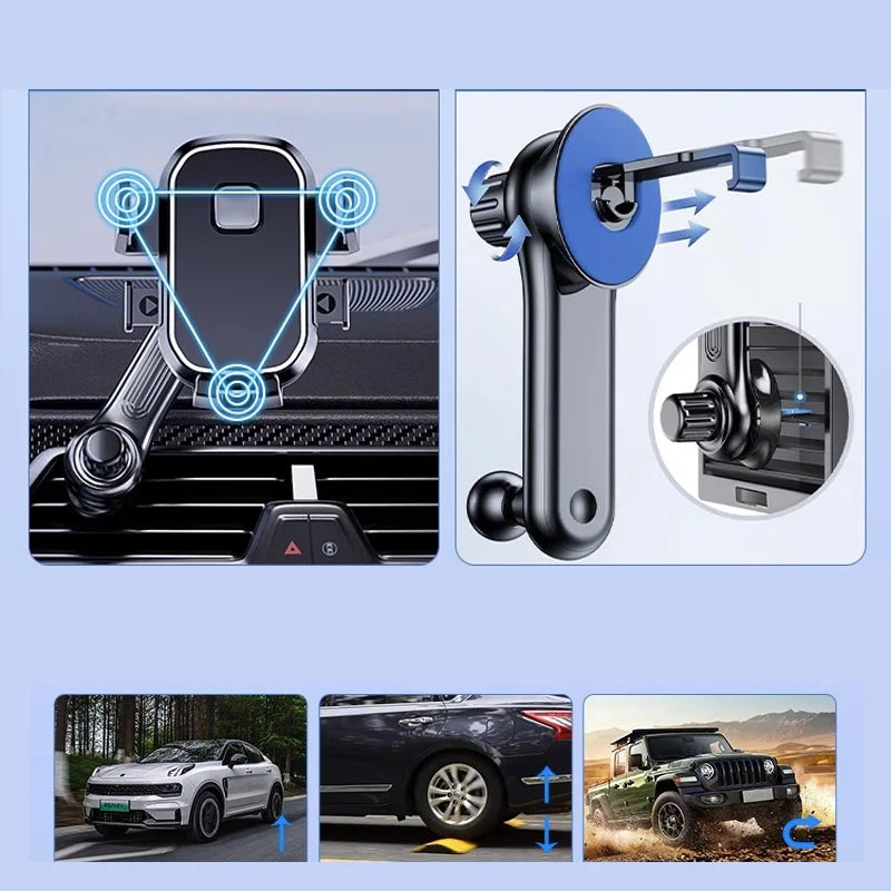 Car Phone Holder [Wider Clamp & Metal Hook] Car Phone Mount [Thick Cases Friendly] Air Vent Clip Cell Phone Holder for All - Kimlud