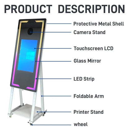 A Camcorder with Touch Screen, Camera Machine for Wedding Reservations, Party Events, Mirror, 40", 65", 2025Magic Mirror - Kimlud