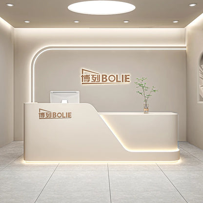 Organizers Minimalist Reception Desks Led Lights Curved Modern Reception Desks Beauty Salon Comptoire Accueil Trendy Furniture - Kimlud