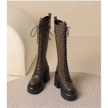 Super High Heel Knight Boots Women Show Skinny Thigh Boots Autumn Winter High Tall Women Platform
