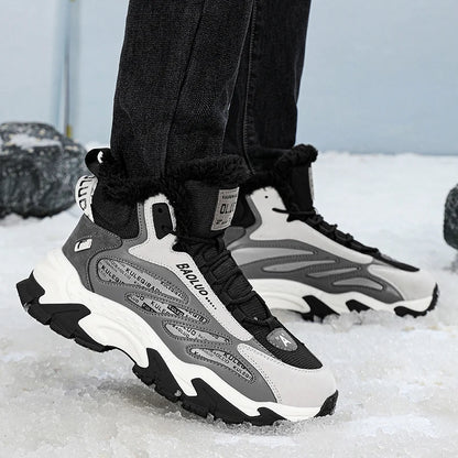 Men's Thermal Waterproof Winter Boots - Non-Slip Plush Lined Snow Sneakers for Cold Weather