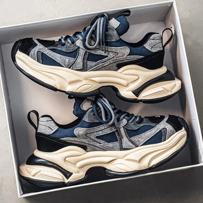 Lacing up Men's and Women's Couple Sport Shoes 2025 Thick Sole Luxury Design Casual Retro Dirty Casual Sneakers Breathable Upper - Kimlud