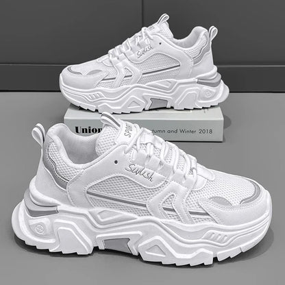 New Fashion Mens Thick Sole Platform Sneakers Breathable Mesh Lightweight Low Top Dad Shoes Casual Sports Walking Shoes...