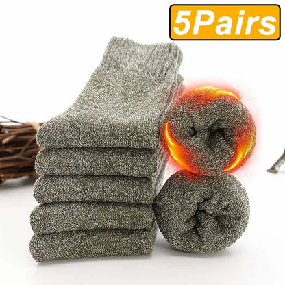 5Pairs Winter Thicken Wool Merino Socks Women Towel Keep Warm Winter Socks Cotton New Year Christmas Gift Russia Socks...