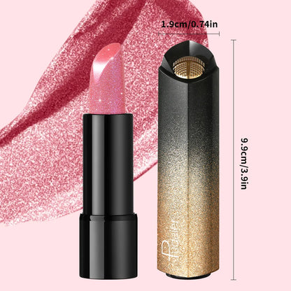 1 PC Glitter Lipstick, a pressable pearlescent lipstick, is very shiny like crushed diamond particles, smooth and long-lasting,