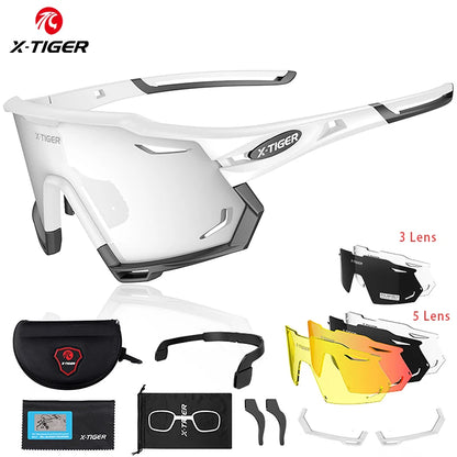 X-TIGER Cycling Glasses UV400 Photochromic Cycling Sunglasses Sports Polarized Men's Sunglasses MTB Racing Bike Glasses Eyewear