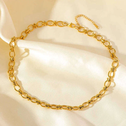 EILIECK 316L Stainless Steel Metal Chain Necklace For Women Fashion 18K Gold Plated Neck Chain Waterproof Jewelry Lady Gift