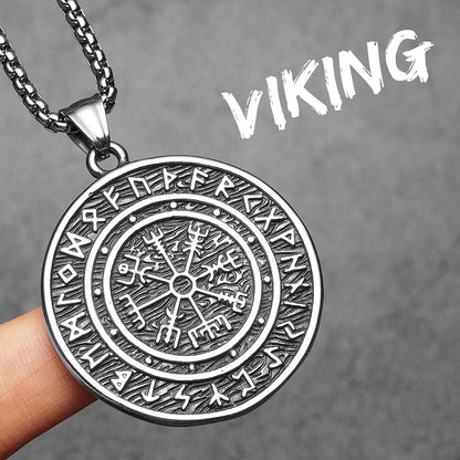 Viking Compass Rune Men Necklaces With Pendant Stainless Steel Jewelry For Male Women Punk Hip Hop Accessories Gifts...