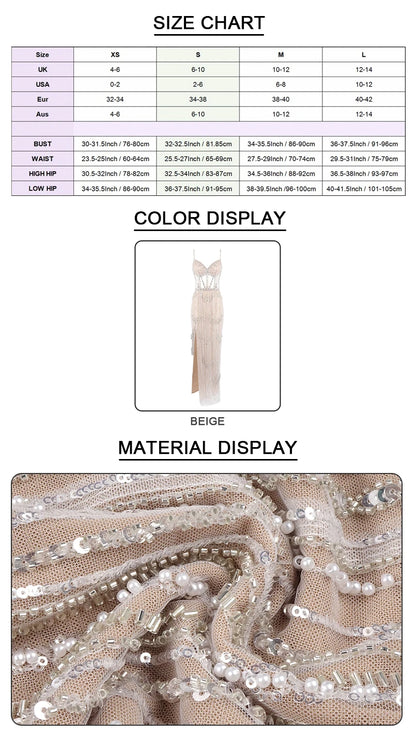 VC Glamorous Silver Sequin Spaghetti Strap Maxi Dress Gown with Cut-Out Detail and High Slit for Red-Carpet Galas