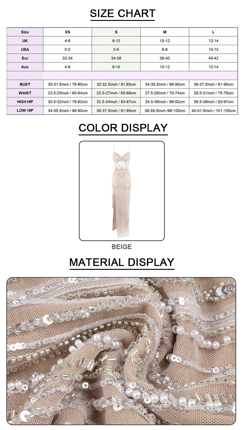 VC Glamorous Silver Sequin Spaghetti Strap Maxi Dress Gown with Cut-Out Detail and High Slit for Red-Carpet Galas