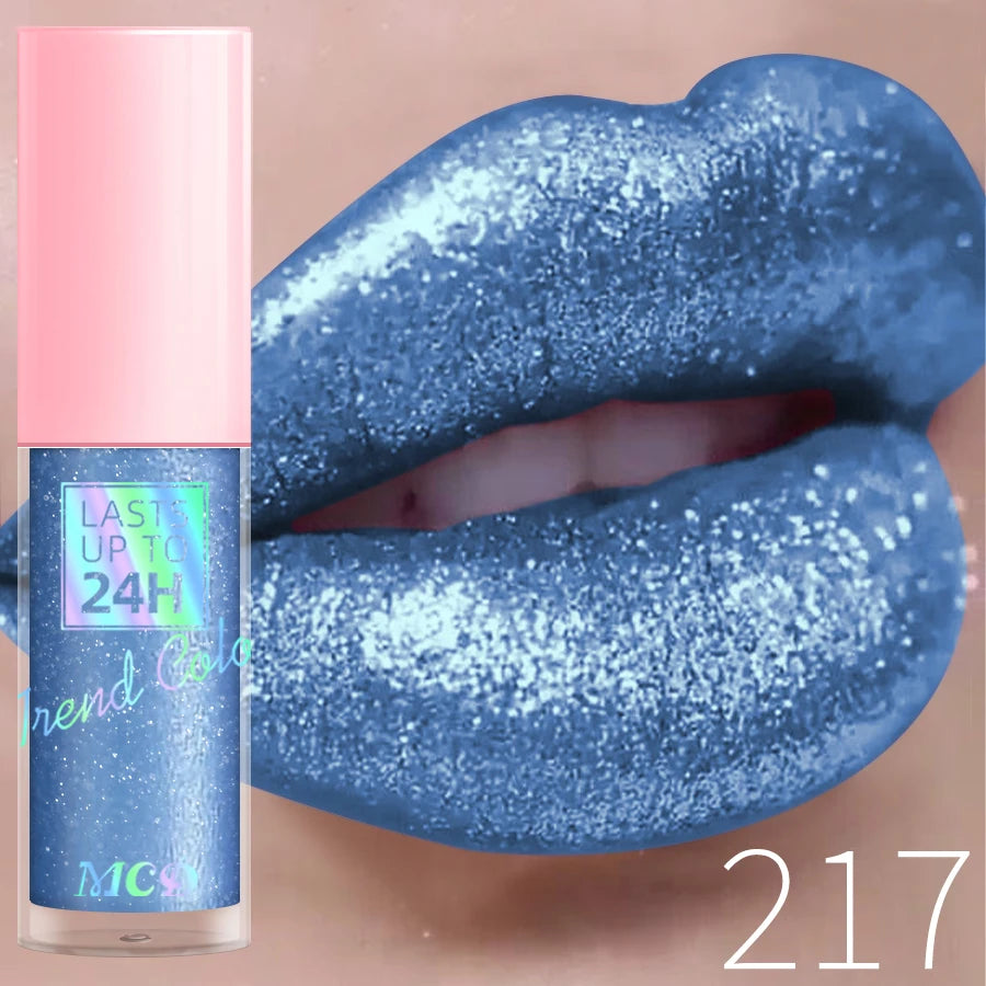 18 Colors Diamonds Glitter Lip Gloss Long Lasting Waterproof Liquid Lipstick Pearl Shining Lip Color Sparking Lip Makeup Women