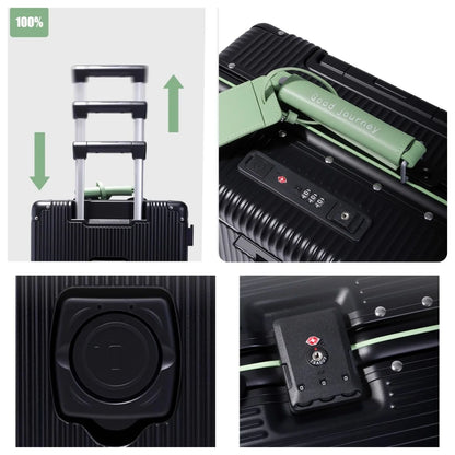 Front Opening Suitcase Aluminum Frame 20" Carry-on Trolley Case Bag with Colorful Silent Wheel USB Charging Plug Rolling Luggage - Kimlud