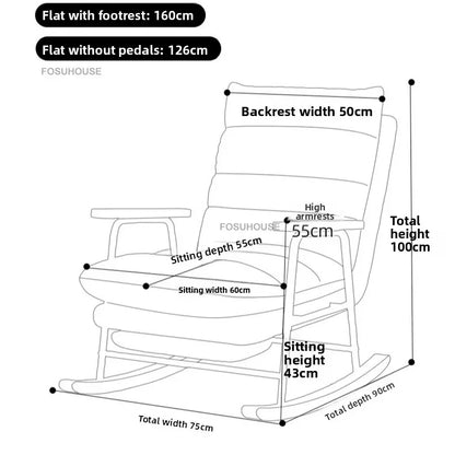 Modern Adjustable Backrest Leisure Living Room Chairs Luxury Rocking Chair for Bedroom Small Apartment Armchair Home Furniture - Kimlud