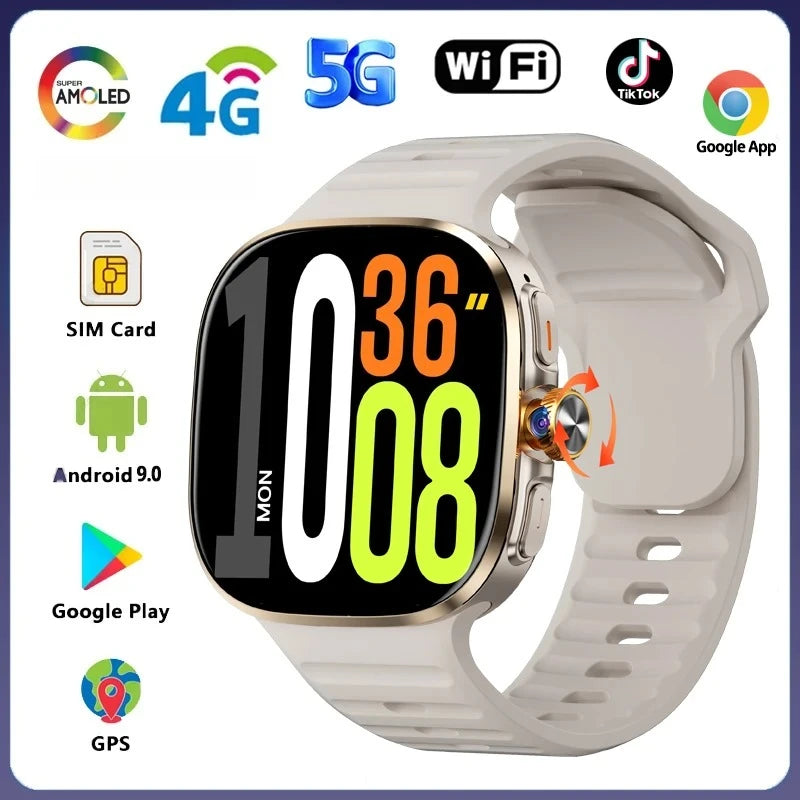 Xiaomi 5G/4G Full Network Smart Watch 2.40 inch Big Screen HD Video Call RAM 2100mAh Google Play WIFI GPS Sim Card Smartwatch - Kimlud