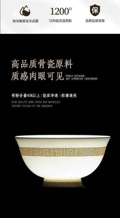 Fine Bone China Dinnerware Sets Home Kitchen Luxury Guests Wedding Tableware Set Gold Plates Jogo De Jantar Dinnerware Sets