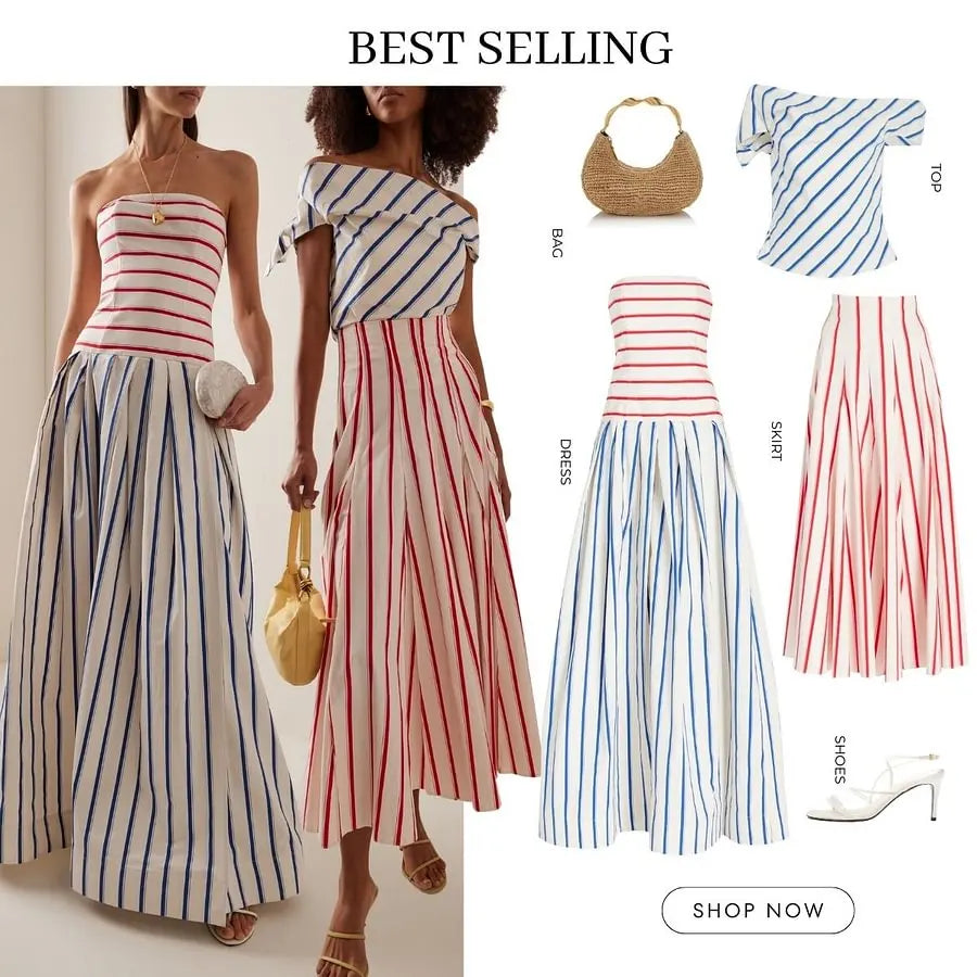 Women Bandeau Dresses Flaxmaker Sexy Off The Shoulder Sexy Striped Print Sling Maxi Dress Beach Sundress 2025 | Kimlud...