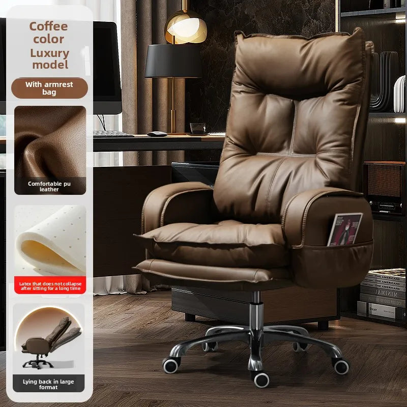 Boss chair, comfortable for home use, sedentary office chair, business sofa, study seat, reclining option | Kimlud...