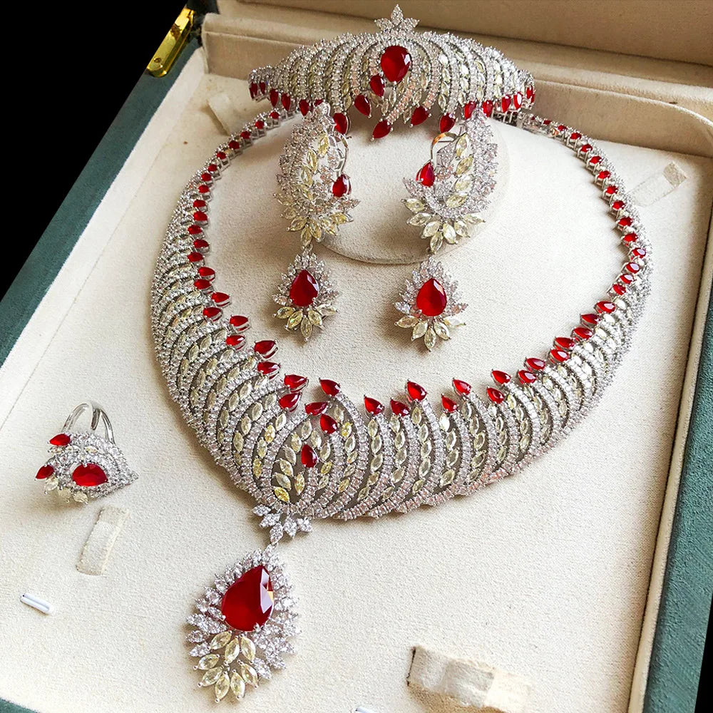 GODKI Luxury 4pcs Round Ball African Jewelry Sets Necklace Earring Bangle Ring Set For Women Wedding Jewelry Trendy HOT New 2024