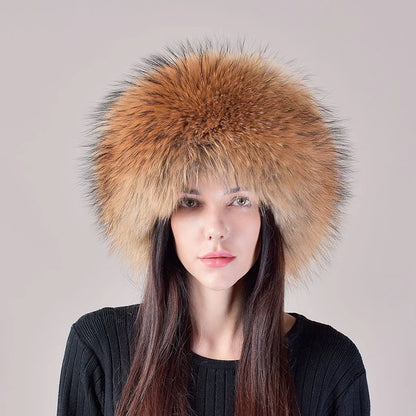 Hot Sale 100% natural Fox Fur Hat Women Caps  Winter Warm Hat Thick Fur Cap Female Fashion For Women Hat With Earmuffs Hats