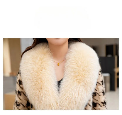 Women's Long Thickened Oversized Fox Fur Collar Warm Genuine Mink fur Coat Fashion New high quality Real Fur Coat