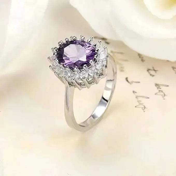 European and American New Blue Zircon Rings Luxury Fashion Jewelry  Cubic Zirconia Bridal Wedding Engagement