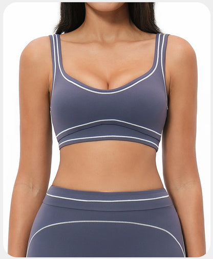 Breathable Yoga Bra Color Contrast Sports Bra Shockproof Gym Fitness Underwear High Strength Workout Top Female Sports...