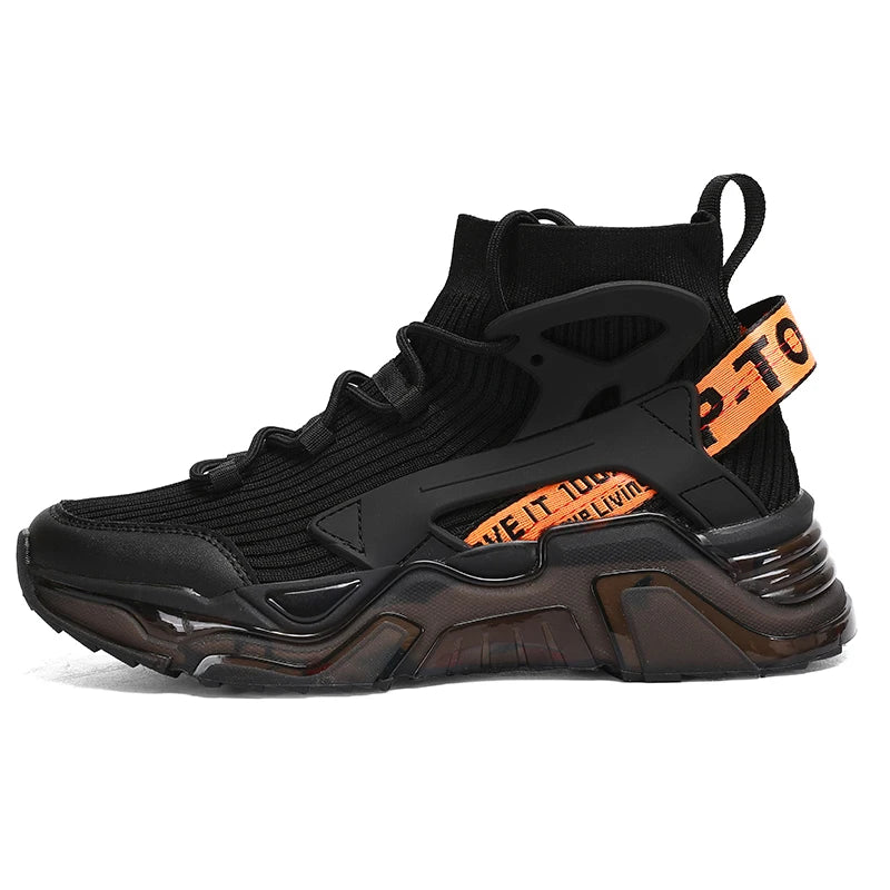 Men Running Shoes High-top Mesh Breathable Surface Comfortable Sneakers Spring Cushioning Non-Slip Socks Sport Shoes for Man