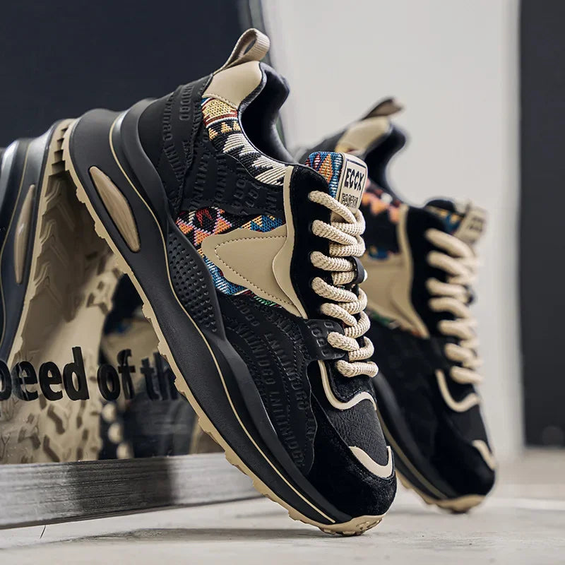 New Summer Men's Thick Bottom Heightening Dad Shoes Anti-slip Wear-resistant Sports Board Shoes Fashionable Casual Trendy Shoes - Kimlud