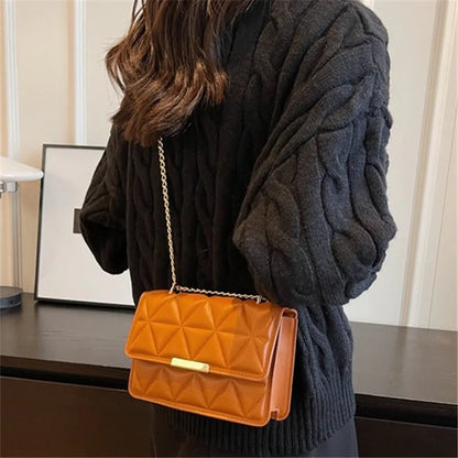 Trendy Quilted Chain Crossbody Shoulder Bag, Stylish Multi Color Small Square Purse, Chic & Perfect for Women's Everyday Use - Kimlud