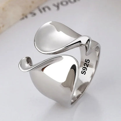 925 Sterling Silver Rings for Women Couple Minimalist Handmade Simple Big Open Ring Party Prevent Allergy Jewelry...