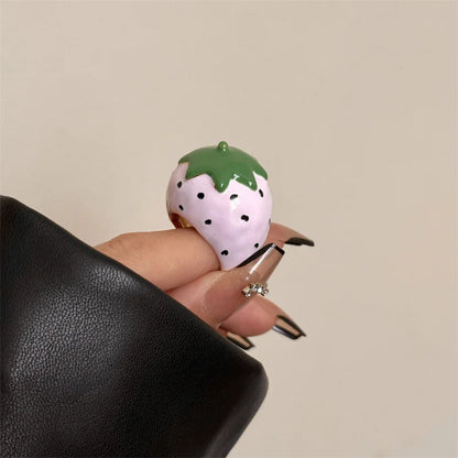 Colorful Enamel Oil Drip Doll Cute Russian Nesting Doll Green Frog Sweet Cool Stacking Ring for Women Girl Creative Jewelry