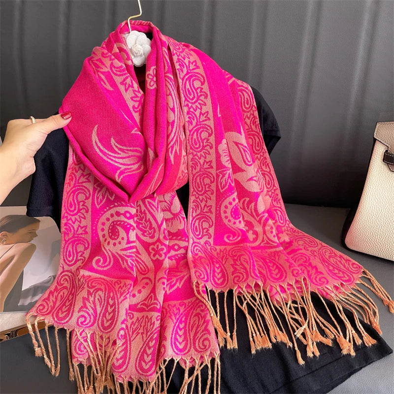 Luxury Brand Autumn Cashmere Pashmina Shawl Lady Wrap Warm Winter Scarves Design Print Female Foulard Cotton Stoles...