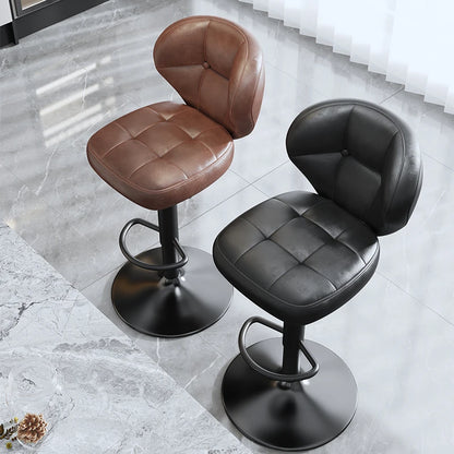 Leather Luxury Designer Bar Stools Minimalist Nordic Counter Gaming Bar Chairs With Back Comfortable Cadeira Trendy Furniture - Kimlud