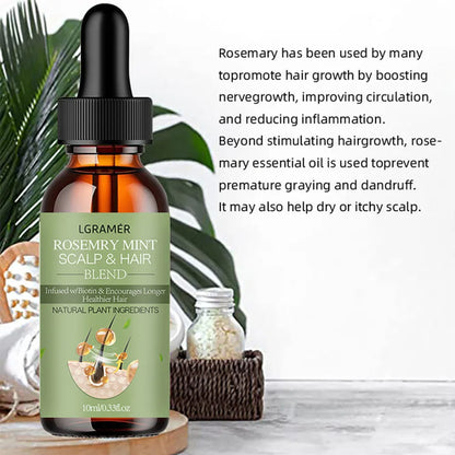 Hair Growth Essential Oil Rosemary Mint Hair Strengthening Oil Nourishing Treatment For Split Ends Dry Organics Hair Care Oil - Kimlud