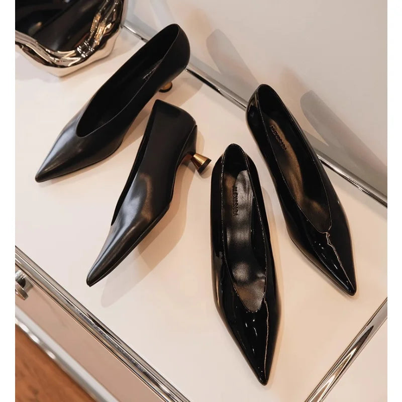 Designer Pointed Toe Women Pumps Shoes Fashion Shallow Slip On 2025 Spring Autumn Dancing Party Low Heel Shoes