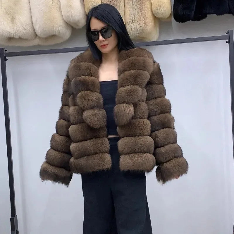 Winter High-End Young Women's Fox Fur Coat Colorful Sable Genuine Finland Imported Jacket 2025 Style for Fashionable Ladies