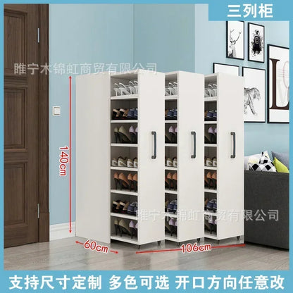 Sliding dustproof shoe cabinet, large capacity wheeled side pull shoe rack storage drawer type seam storage cabinet at...