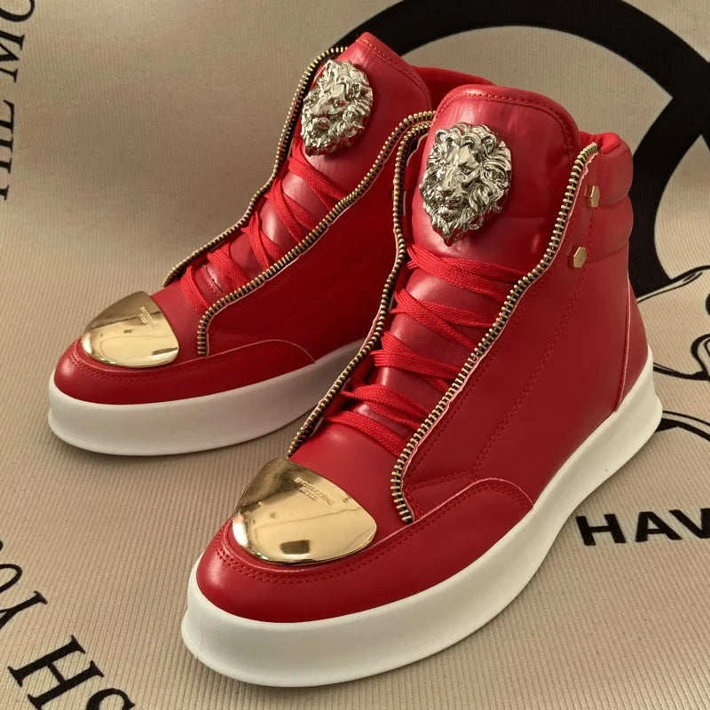 Zip decoration casual sneaker designer shoes for man luxury brand trainers running shoes high top sports casual ankle boots men - Kimlud